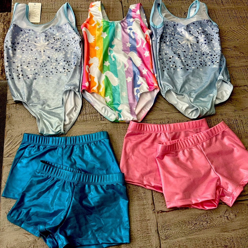 Girls leotards and shorts size 6/7